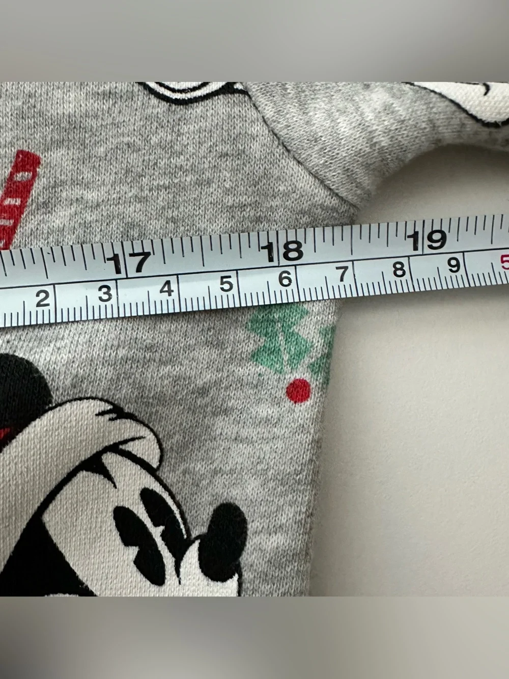 Disney Gray Mickey Mouse Holiday Crewneck Sweatshirt with Red Accents - Picture 5 of 6